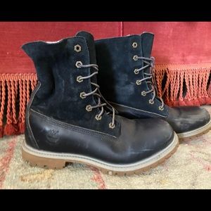 Timberland Navy Jayne Fleece Fold Down Boots